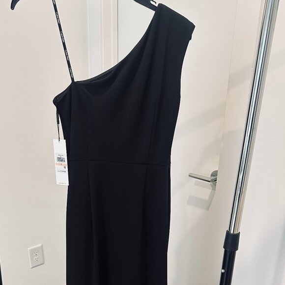 NWT CALVIN KLEIN ONE SHOULDER GRECIAN STYLE GOWN BLACK | SIZE 0 - Picture 4 of 15